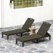 SET 2 LETTINI PRENDISOLE CON SCHIENALE REGOLABILE SU 4 POSIZIONI EFFETTO RATTAN A DOGHE, NERO