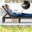 SET 2 LETTINI PRENDISOLE CON SCHIENALE REGOLABILE SU 4 POSIZIONI EFFETTO RATTAN A DOGHE, NERO