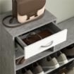 SET MOBILE DA INGRESSO CON APPENDIABITI A 6 GANCI, MOBILE SCARPIERA CON CASSETTO E SPECCHIO, GRIGIO