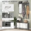 SET MOBILE DA INGRESSO CON APPENDIABITI A 6 GANCI, MOBILE SCARPIERA CON CASSETTO E SPECCHIO, GRIGIO