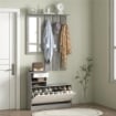 SET MOBILE DA INGRESSO CON APPENDIABITI A 6 GANCI, MOBILE SCARPIERA CON CASSETTO E SPECCHIO, GRIGIO