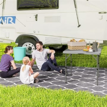 Tavolo da Campeggio Pieghevole e Regolabile su 2 Altezze, in HDPE e Metallo, 86x86x74 cm, Bianco