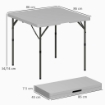 Tavolo da Campeggio Pieghevole e Regolabile su 2 Altezze, in HDPE e Metallo, 86x86x74 cm, Bianco