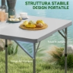 Tavolo da Campeggio Pieghevole e Regolabile su 2 Altezze, in HDPE e Metallo, 86x86x74 cm, Bianco