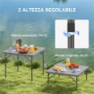 Tavolo da Campeggio Pieghevole e Regolabile su 2 Altezze, in HDPE e Metallo, 86x86x74 cm, Bianco