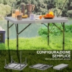 Tavolo da Campeggio Pieghevole e Regolabile su 2 Altezze, in HDPE e Metallo, 86x86x74 cm, Bianco