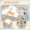 SET ARREDO CAMERETTA CON TAVOLO E 2 SEDIE PER BAMBINI DA 3-8 ANNI CON FANTASIA CON ANIMALI, VERDE