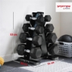 SET MANUBRI DA PALESTRA ESAGONALI CON SUPPORTO E IMPUGNATURA ANTISCIVOLO, 2X2KG, 2X5KG, 2X8KG, 2X10KG, NERO
