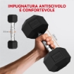 SET MANUBRI DA PALESTRA ESAGONALI CON SUPPORTO E IMPUGNATURA ANTISCIVOLO, 2X2KG, 2X5KG, 2X8KG, 2X10KG, NERO