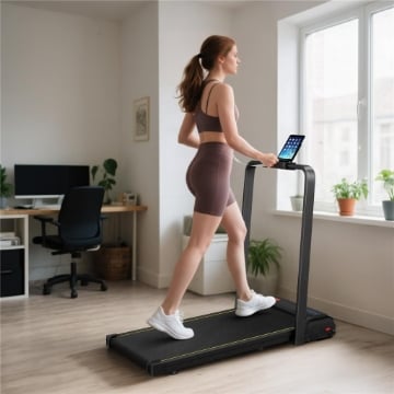 TAPIS ROULANT PIEGHEVOLE CON INCLINAZIONE REGOLABILE, VELOCITÓ 1-10 KM/H, DISPLAY LED E TELECOMANDO, NERO