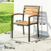 Set di 2 Sedie Impilabili da Esterno in Legno e Acciaio, Colore Legno Naturale