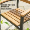 Set di 2 Sedie Impilabili da Esterno in Legno e Acciaio, Colore Legno Naturale