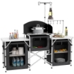 CUCINA DA CAMPEGGIO PIEGHEVOLE A 3 PIANI CON 5 RIPIANI INTERNI E 4 GANCI, 172X48X119 CM, NERO