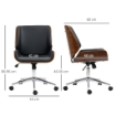 SEDIA DA UFFICIO VINTAGE IMBOTTITA, IN FINTA PELLE, LEGNO E ACCIAIO, 53X60X86-96 CM, NERO E MARRONE SCURO