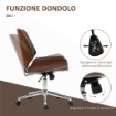 SEDIA DA UFFICIO VINTAGE IMBOTTITA, IN FINTA PELLE, LEGNO E ACCIAIO, 53X60X86-96 CM, NERO E MARRONE SCURO