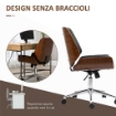 SEDIA DA UFFICIO VINTAGE IMBOTTITA, IN FINTA PELLE, LEGNO E ACCIAIO, 53X60X86-96 CM, NERO E MARRONE SCURO