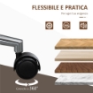 SEDIA DA UFFICIO VINTAGE IMBOTTITA, IN FINTA PELLE, LEGNO E ACCIAIO, 53X60X86-96 CM, NERO E MARRONE SCURO