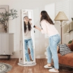 SPECCHIO PORTAGIOIE 3 IN 1 GIREVOLE A 360¦, RIPIANI POSTERIORI E ANTA CON CHIAVE, 55X55X161 CM, BIANCO