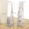 SPECCHIO PORTAGIOIE 3 IN 1 GIREVOLE A 360¦, RIPIANI POSTERIORI E ANTA CON CHIAVE, 55X55X161 CM, BIANCO