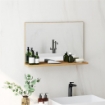 SPECCHIO BAGNO DA PARETE CON MENSOLA DESIGN MODERNO E MULTIUSO, 60X12X40 CM, LEGNO
