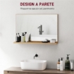 SPECCHIO BAGNO DA PARETE CON MENSOLA DESIGN MODERNO E MULTIUSO, 60X12X40 CM, LEGNO
