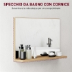 SPECCHIO BAGNO DA PARETE CON MENSOLA DESIGN MODERNO E MULTIUSO, 60X12X40 CM, LEGNO