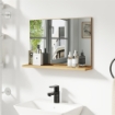 SPECCHIO BAGNO DA PARETE CON MENSOLA DESIGN MODERNO E MULTIUSO, 60X12X40 CM, LEGNO