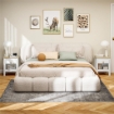 SET 2 COMODINI CON CASSETTO E RIPIANO APERTO IN LEGNO, 45X40X55 CM, BIANCO E ROVERE