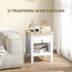 SET 2 COMODINI CON CASSETTO E RIPIANO APERTO IN LEGNO, 45X40X55 CM, BIANCO E ROVERE