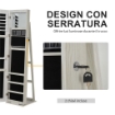 SPECCHIO PORTAGIOIE A LED CON 4 SCAFFALI E SPAZI PORTAOGGETTI, IN LEGNO E VETRO, 15X15X61.75 CM, BIANCO