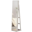 SPECCHIO PORTAGIOIE A LED CON 4 SCAFFALI E SPAZI PORTAOGGETTI, IN LEGNO E VETRO, 15X15X61.75 CM, BIANCO