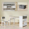 SET TAVOLO E SEDIE PER BAMBINI CON 2 SEDIE E TAVOLINO CONTENITORE, IN LEGNO E TESSUTO NON TESSUTO, GRIGIO E BIANCO