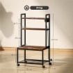 CARRELLO PORTA STAMPANTE A 4 LIVELLI CON PRESE DI CORRENTE, RUOTE E TELAIO IN METALLO, 55X37.5X100 CM, MARRONE
