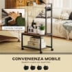 CARRELLO PORTA STAMPANTE A 4 LIVELLI CON PRESE DI CORRENTE, RUOTE E TELAIO IN METALLO, 55X37.5X100 CM, MARRONE