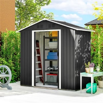 Casetta da Giardino Capanno Porta Attrezzi Acciaio 194x107x191 cm, Grigio