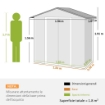 Casetta da Giardino Capanno Porta Attrezzi Acciaio 194x107x191 cm, Grigio