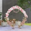 ARCO DA GIARDINO IN ACCIAIO, ARCHETTO NUZIALE ROTONDO PER PALLONCINI E PIANTE RAMPICANTI PER CERIMONIE, COMPLEANNI ED EVENTI, 222X60X224 CM, ORO