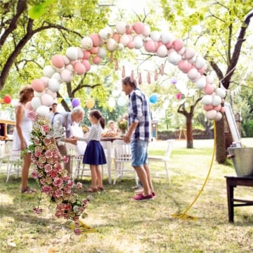 ARCO DA GIARDINO IN ACCIAIO, ARCHETTO NUZIALE PER PALLONCINI E PIANTE RAMPICANTI PER CERIMONIE, COMPLEANNI ED EVENTI, ORO
