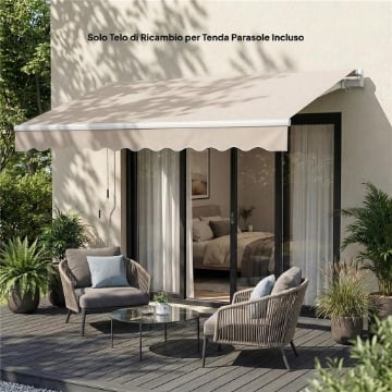 Telo di Ricambio per Tenda Parasole Retrattile, in Poliestere UV 50+, 3.5x2.5 m, Crema