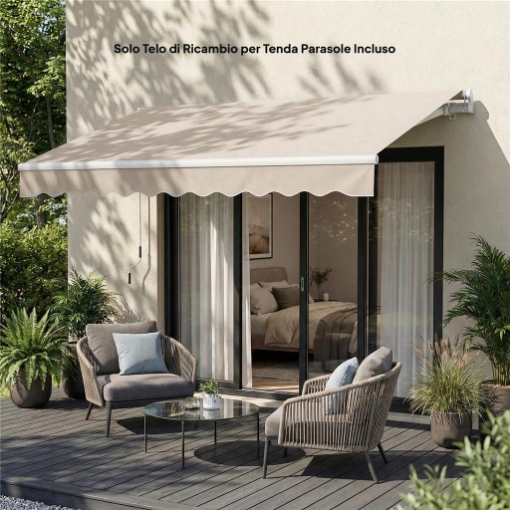 Telo di Ricambio per Tenda Parasole Retrattile, in Poliestere UV 50+, 3.5x2.5 m, Crema