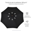 Ombrellone da Giardino 3 m con Palo in Legno, 8 Stecche e Parasole in Poliestere, Nero