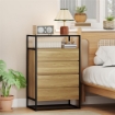 CASSETTIERA CON 4 CASSETTI E RIPIANO APERTO IN ACCIAIO E VETRO
