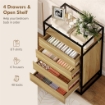 CASSETTIERA CON 4 CASSETTI E RIPIANO APERTO IN ACCIAIO E VETRO