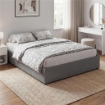 STRUTTURA LETTO MATRIMONIALE A DOGHE CON 3 CASSETTI, IN LEGNO, POLIESTERE E METALLO, 165X193X30 CM, GRIGIO