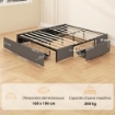 STRUTTURA LETTO MATRIMONIALE A DOGHE CON 3 CASSETTI, IN LEGNO, POLIESTERE E METALLO, 165X193X30 CM, GRIGIO