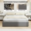 STRUTTURA LETTO MATRIMONIALE A DOGHE CON 3 CASSETTI, IN LEGNO, POLIESTERE E METALLO, 165X193X30 CM, GRIGIO
