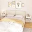 Set di 2 Comodini Sospesi con Cassetto Decorato e Mensola Aperta, Bianco