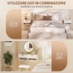 Set di 2 Comodini Sospesi con Cassetto Decorato e Mensola Aperta, Bianco
