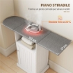 Mobile Asse da Stiro Pieghevole a Rotelle con Ripiano Aperto e Armadietto, 121x37x89 cm, Bianco e Grigio