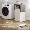 Mobile Asse da Stiro Pieghevole a Rotelle con Ripiano Aperto e Armadietto, 121x37x89 cm, Bianco e Grigio